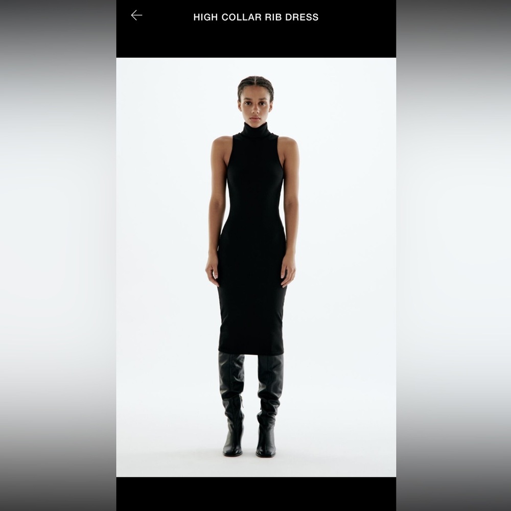 Zara high collar rib dress